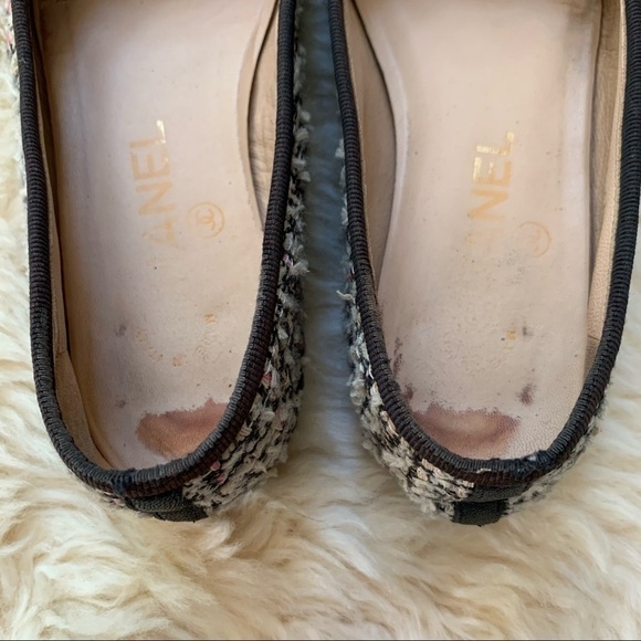 CHANEL Tweed Leather Toe Cap Classic Designer Blogger CC Flats 35 - Picture 14 of 15